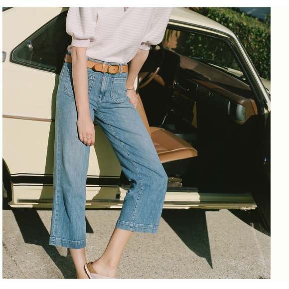 PAIGE Denim - PAIGE Light Wash Straight Leg Cropped Jeans